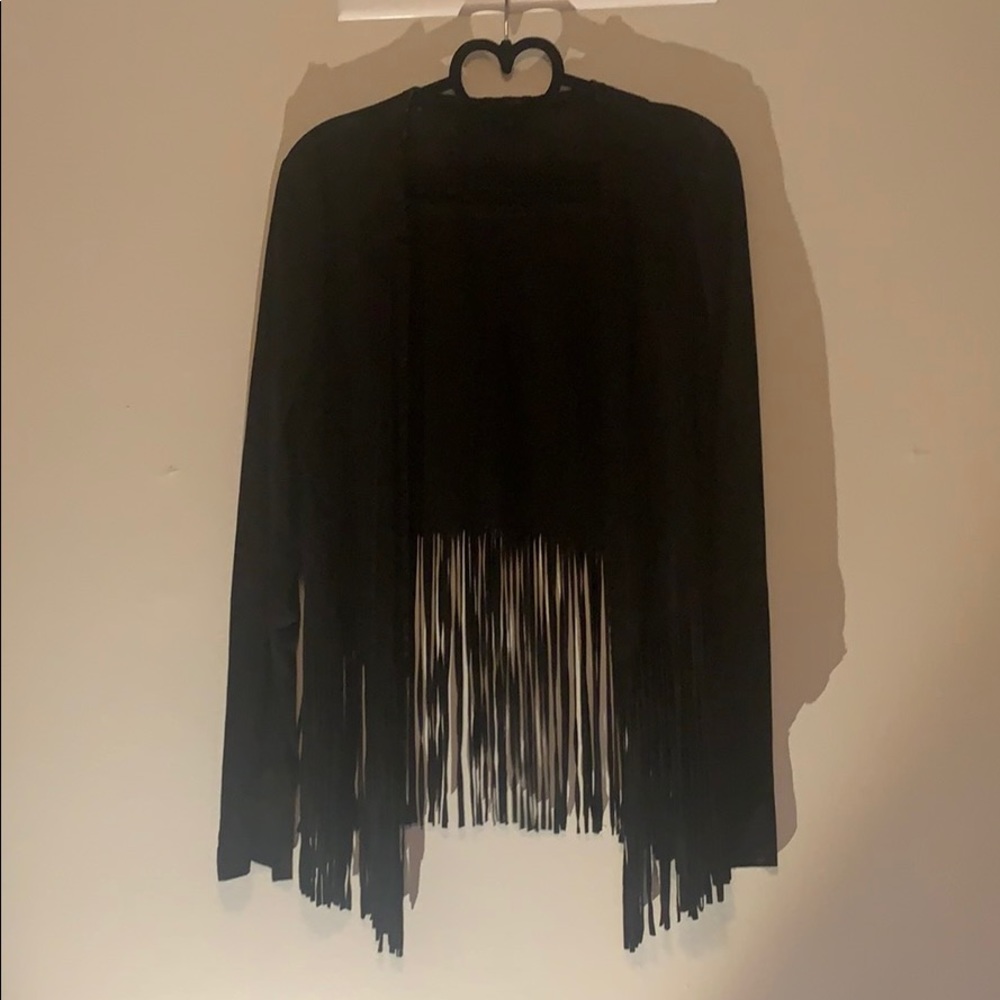 Black shade fringe jacket blazer bolero